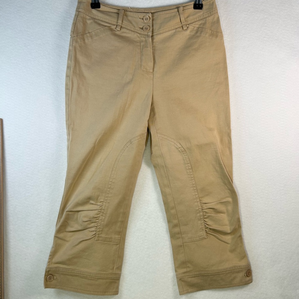 Women’s Low Rise Flap Pocket Tan Crop Capri Utility Pants